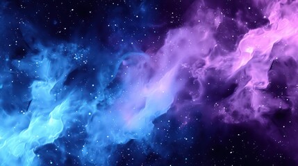Fototapeta premium A vibrant cosmic scene featuring swirling clouds of purple and blue, set against a starry backdrop.