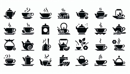 set of tea and teapot icon 