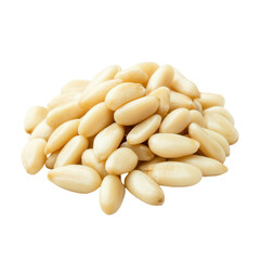 A pile of pine nuts, commonly used in cooking and baking for flavor and texture.