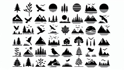 set of tree icons