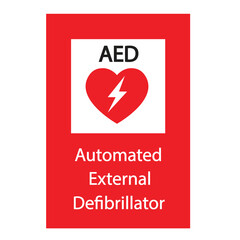 AED,automated external defibrillator aed sign with heart
