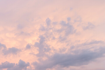Cloudy pastel sunset sky background, copy space