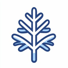 A minimalistic illustration featuring a snow-covered tree in shades of blue, symbolizing the beauty and tranquility of winter days, icon