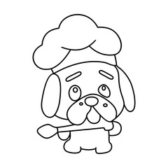 Obraz premium Chef dog funny cute cartoon vector line art
