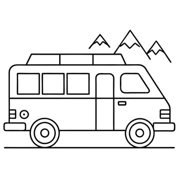 recommend clip art: camping bus outline coloring book page line art drawing