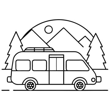 recommend clip art: camping bus outline coloring book page line art drawing