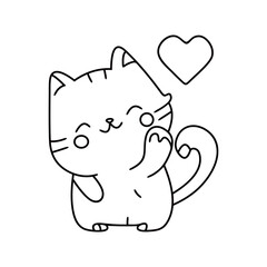 Obraz premium Cat with love, Line art