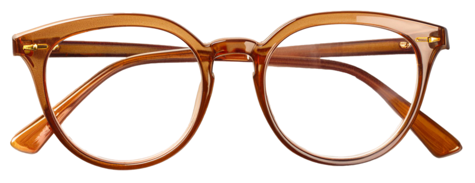 brown folded glasses frame isolated on white background