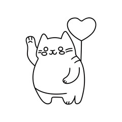 Obraz premium Cat with love, Line art