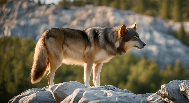 wolf on a rock