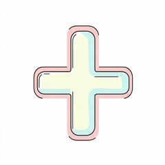 Obraz premium A colorful cross design features soft pastel colors, representing a fusion of modern art and minimalism, ideal for decoration or creative projects