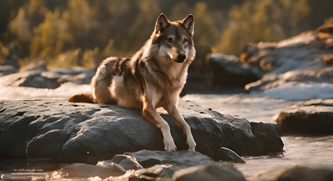 wolf on a rock