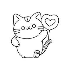 Obraz premium Cat with love, Line art