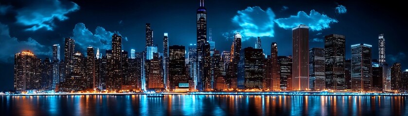 Obraz premium Intricate cityscape with towering skyscrapers, line art, empty coloring book page, urban, modern, high-quality, architectural details::1 bustling streets, city lights, traffic, bridges, parks,