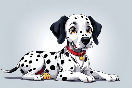 recommend clip art: Cartoon Dalmatian Puppy with Red Collar and Bell