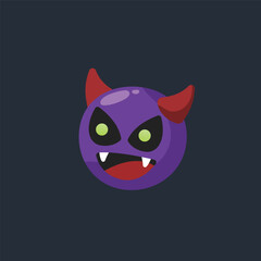 purple devil head in flat vector design