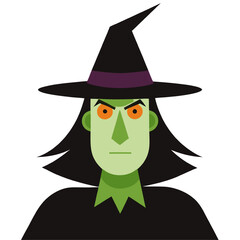 Witch with Green Skin and Orange Eyes 