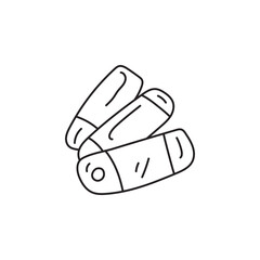 Hand-drawn illustration of a pocket knife. Simple black and white line art of a camping or survival tool.  Concept of outdoor adventure and preparedness.