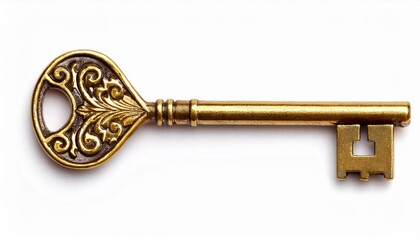 golden key isolated on white background