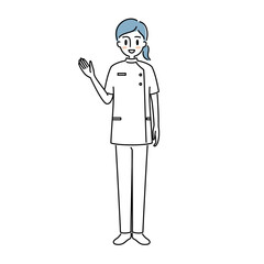 案内をする看護師の全身イラスト