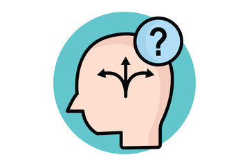 Uncertainty colored outline icon. head with question mark. icon related to SWOT. business elements vector illustration