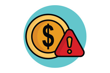 Crisis colored outline icon. dollar with alert. icon related to SWOT. business elements vector illustration