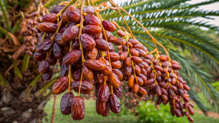  Fresh Dates hanging on the Date tree