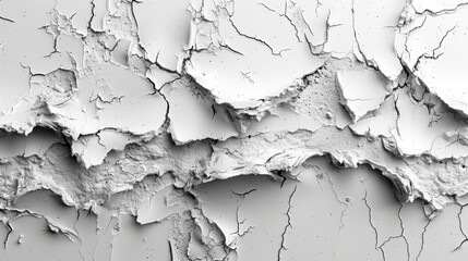 Naklejka premium Abstract white concrete texture background, monochrome, with space for design elements, white grunge wall with cracks and stains, rough surface of old cement or stucco walls, vintage grungy urban wall