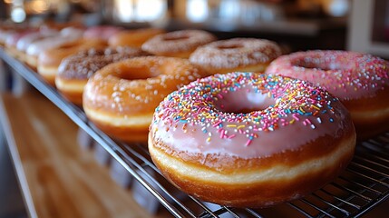 Compose a poem that celebrates the joy of eating donuts or the experience of visiting a donut shop