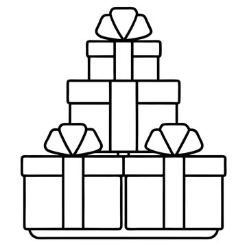 recommend clip art: christmas gift boxes outline coloring book page line art drawing