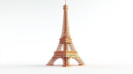Eiffel Tower (France) clipart, element, 3D illustration, realistic, isolated on white background