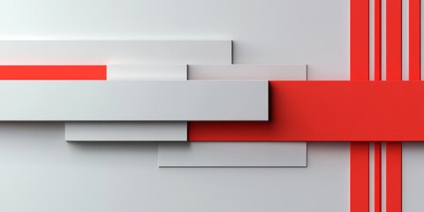 Fototapeta premium Abstract geometric background featuring red and white layers with intersecting lines. Modern, minimalistic design perfect for digital use.