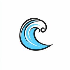 Naklejka premium A vibrant, stylized ocean wave showcases shades of blue, illustrating the essence of summer, beach life, and tranquility in coastal environments, icon