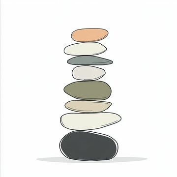A collection of smooth pebbles balanced neatly on top of each other, showcasing a calming arrangement that symbolizes peace and stability