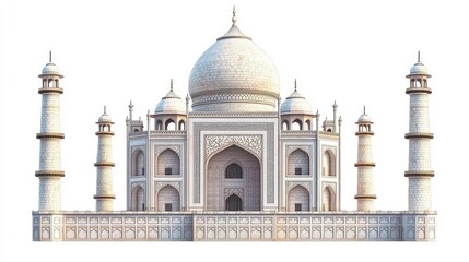 Obraz premium Taj Mahal (India) clipart, element, 3D illustration, realistic, isolated on white background