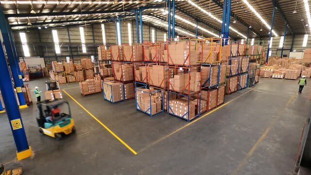 Timelapse of Busy Warehouse Interior with Forklifts Moving Rapidly &ndash; Industrial Operations and Logistics in Sri Lanka