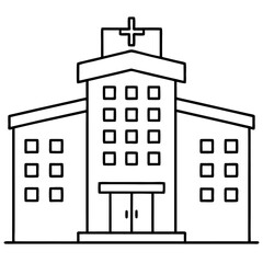 Naklejka premium city hospital outline coloring book page line art drawing