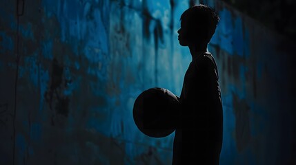 Silhouette of a handsome dancer against a dark wall, expressing cool style through his movements