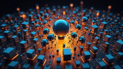Obraz premium Abstract Digital Sphere and Circuitry