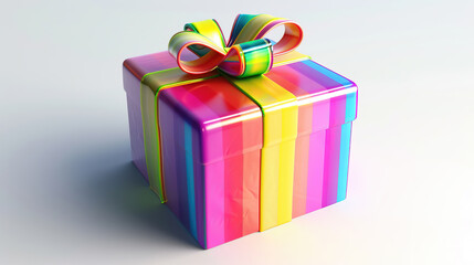 Obraz premium colorful gift box with ribbon. rainbow color gift box