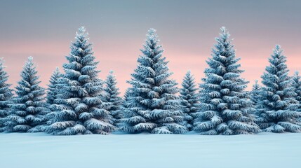 Fototapeta premium Snowy Pine Trees Winter Landscape