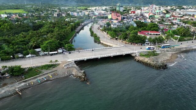 Virac, Catanduanes, Philippines - Wide-Angle View of Imelda Boulevard and the Picturesque Coastal Town - Aerial Drone Shot