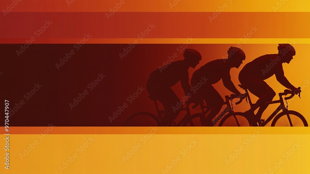 Poster cyclist silhouette pedaling at high speed with motion blur and glowing trail effects capturing the i