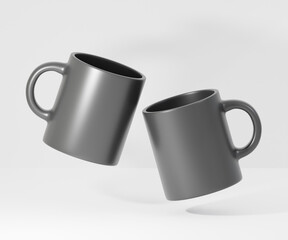 Realistic black mug for mockup, 3D rendering