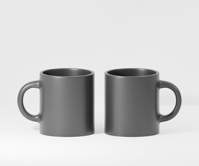 Realistic black mug for mockup, 3D rendering