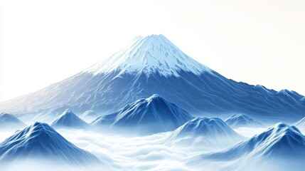Mount Fuji (Japan) clipart, element, 3D illustration, realistic, isolated on white background