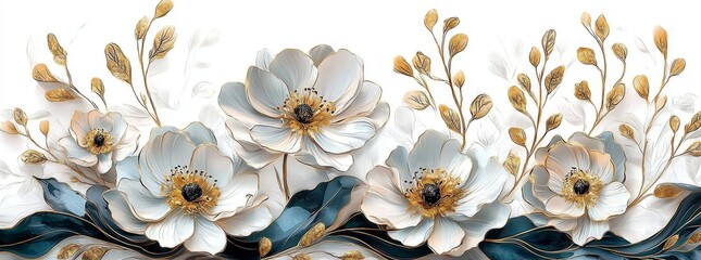 Digital illustration of wild flowers. For poster, card design. For Mother's Day, Birthday, Valentine's Day decoration.