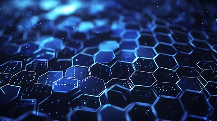 Obraz premium Digital Hexagon Abstract Background with Intricate Details and Depth, Plain Background, Copy Space, Hexagon, Abstract