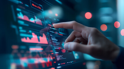 Fototapeta premium Hand Interacting with Data Analytics Screen