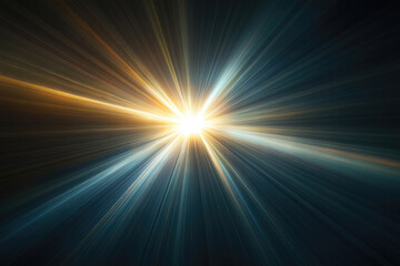 Fototapeta premium Sun rays and lens flare effects over a black background.